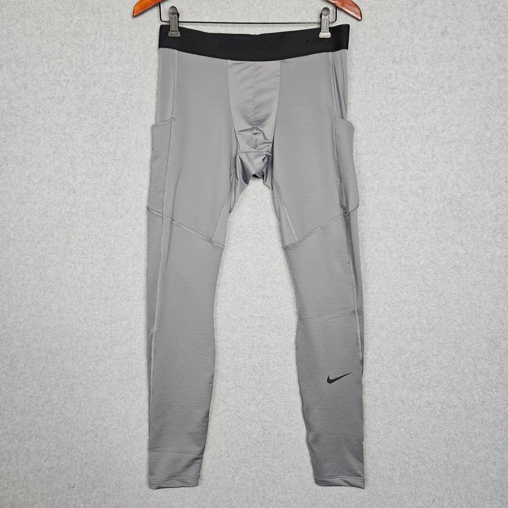 Nike Pro Dri-Fit Compression Leggings Gray Mens Sz Large FB7961-084 Pockets New